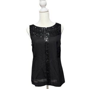 Tory Burch Black Embellished Lined Sleeveless Blouse-6